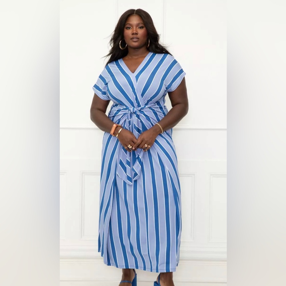 Blue striped maxi dress